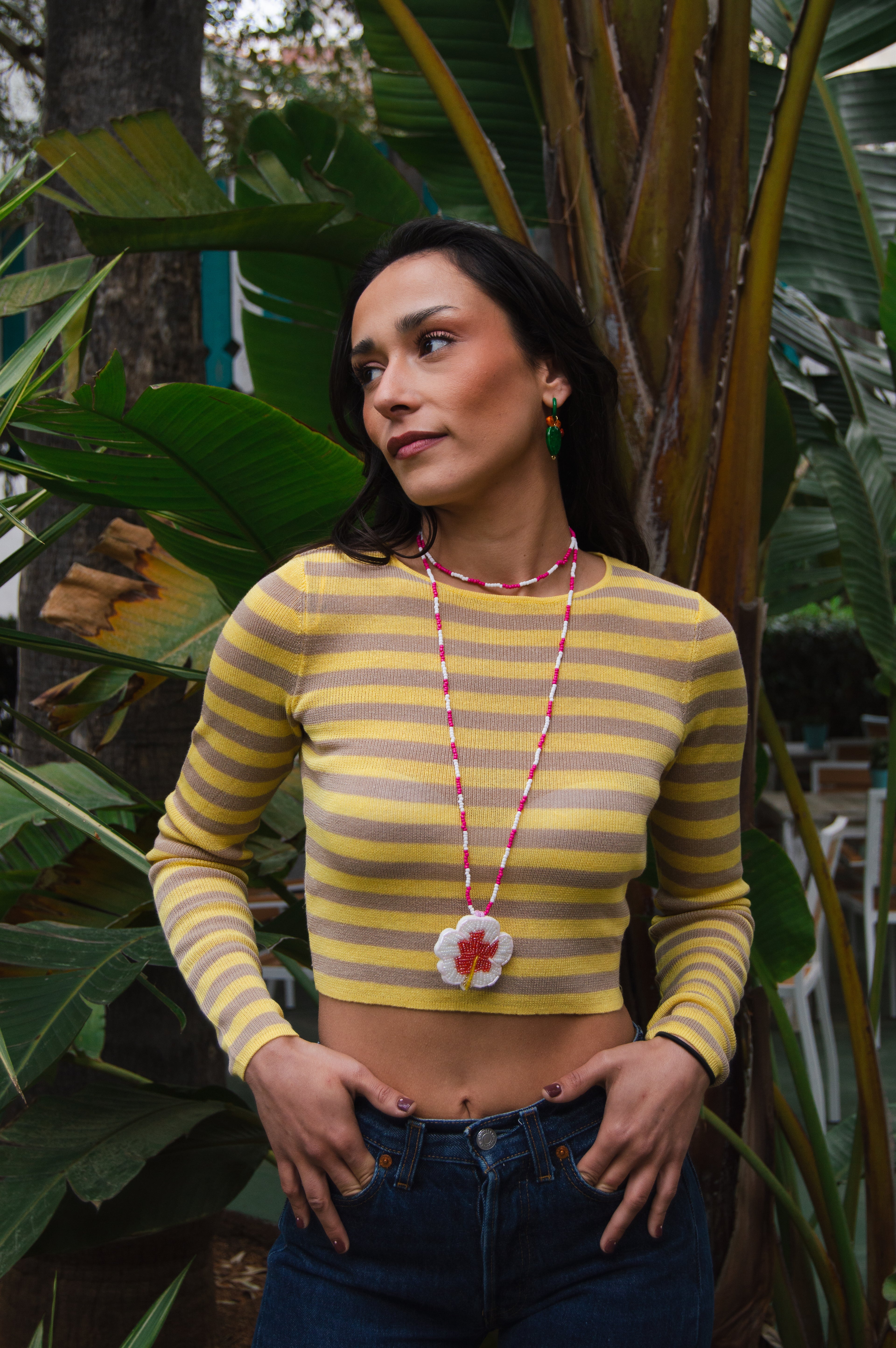 Collar Aloha blanco y rosa