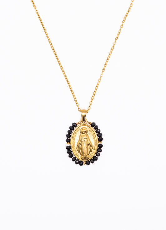 Collar Virgen perla negra