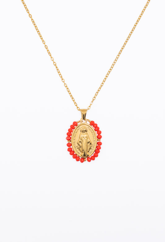 Collar Virgen perla roja